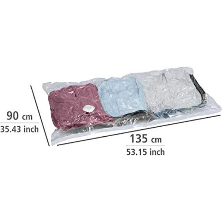 WENKO Vakuum Aufbewahrungssystem 135 x 90 cm, Vakuum Aufbewahrungsbeutel aus transparentem Polyethylen, platzsparend bis zu 75% – Bild 5