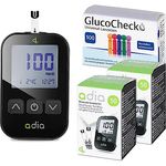 adia Blutzuckermessgerät (mg/dl) + 110 Blutzuckerteststreifen + 110 Universal-Lanzetten, Stechhilfe: Maxi-Sparset zur Blutzucker-Selbstkontrolle bei Diabetes