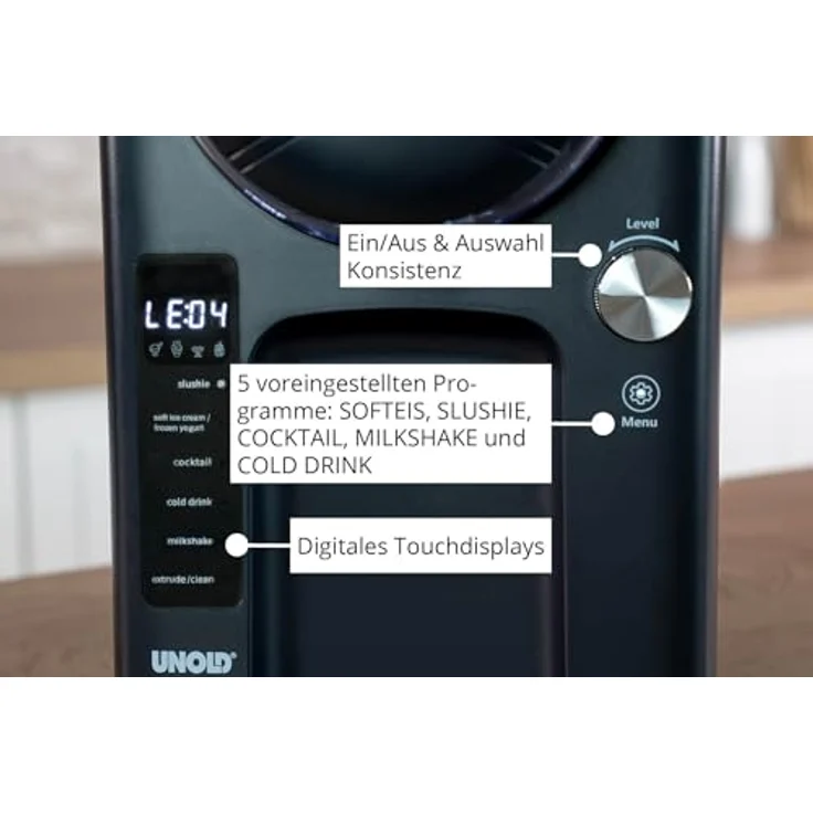 Unold Sofie 48956, Slush- & Softeismaschine mit Kompressor, 2L, 5 Programme, spülmaschinengeeigneter Behälter – Bild 3