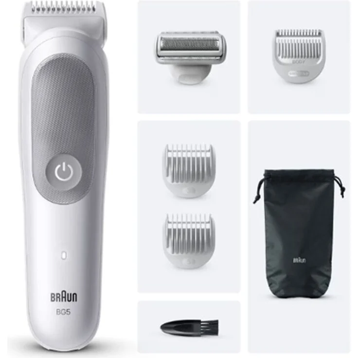 Braun Series 5 BG5550 Bodygroomer, elektrischer Rasierer/Rasierer/Bartschneider in Grau, wasserdicht, SkinGuard-Technologie, abnehmbarer Sensitiv-Kammaufsatz – Bild 1
