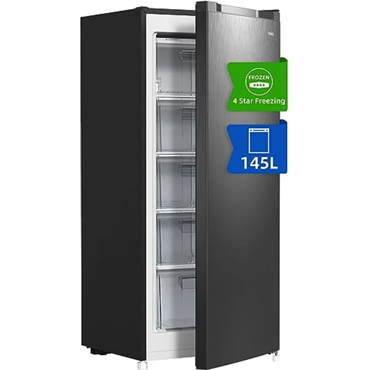 CHIQ Gefrierschrank FSD160D4E, 145L mit wechselbarem Türanschlag, sehr leise 41dB, manuelle Abtauung, 126 x 54 x 55 cm, 12 Jahre Garantie auf den Kompressor*