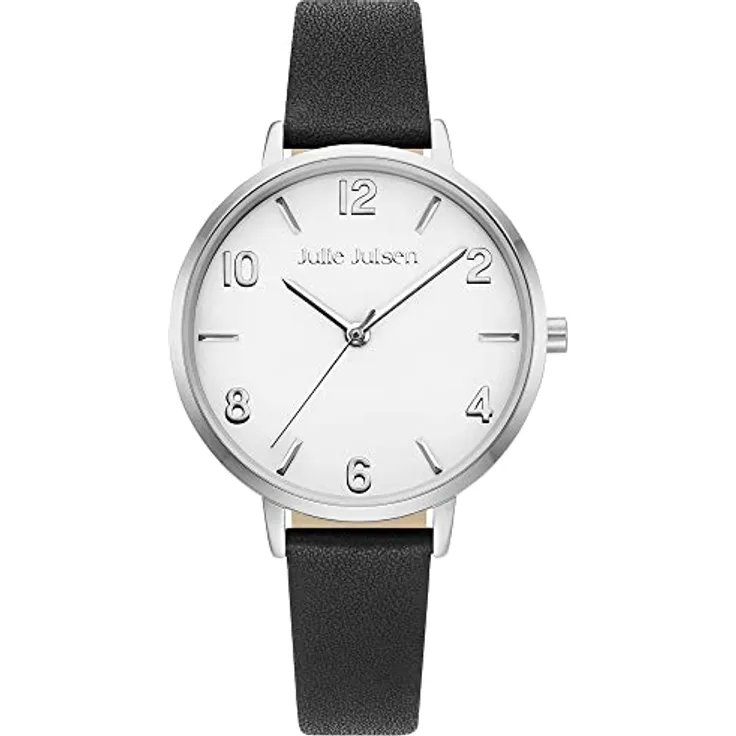 Julie Julsen JJW1486SL-1 Basic Uhr Damenuhr Leder Edelstahl 3 bar Analog schwarz