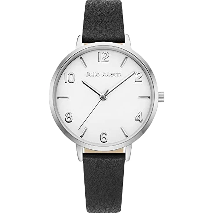 Julie Julsen JJW1486SL-1 Basic Uhr Damenuhr Leder Edelstahl 3 bar Analog schwarz