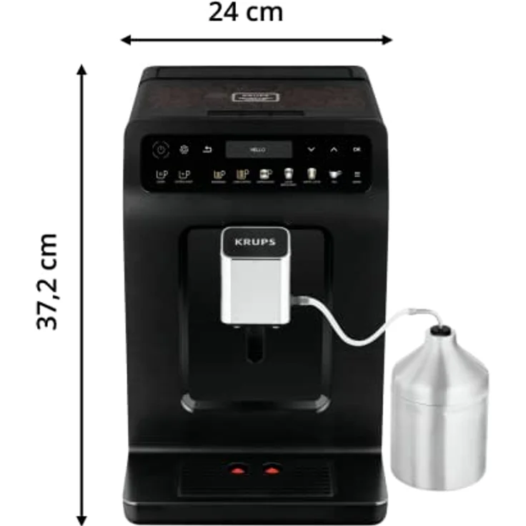 Krups EA8948 Evidence Plus Kaffevollautomat, Neues XL OLED-Farbdisplay, Barista Quattro Force Technologie, 16 Kaffee-Variationen, 3 Tee-Variationen, One-Touch-Cappuccino Funktion schwarz-metallic, mit Milchsystem und integriertem Mahlwerk – Bild 3