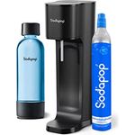 Sodapop Wassersprudler Joy Eco Starterset mit CO₂-Zylinder und 1x PET-Flasche | aus recyceltem Material | Schwarz | Höhe 43 cm