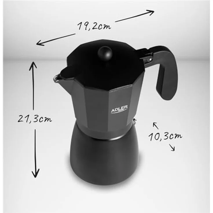 Adler AD 4429, Espressokocher für Herdplatten, 520ml, 9 Tassen, schwarz – Bild 7
