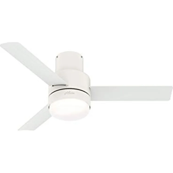 HUNTER FAN Deckenventilator Gilmour 132 cm für den Innen- und Außenbereich, mit Beleuchtung und Fernbedienung, Mattweiß, 3 Flügel in Mattweiß, optimal für Sommer und Winter, Modell 50938