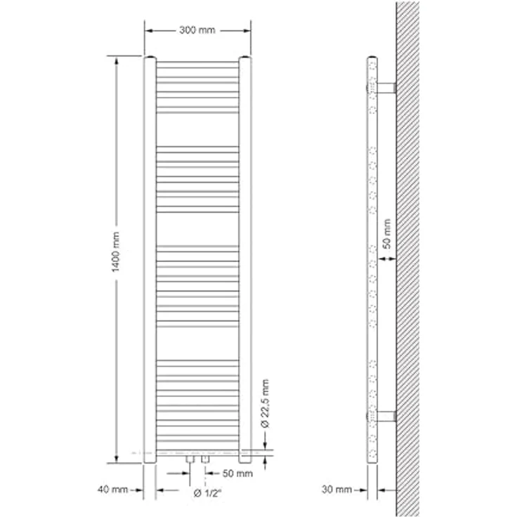 LuxeBath Sahara Badheizkörper 300x1400 Anthrazit, gerade mit Mittelanschluss und hoher Wärmeleistung von 360 W – Bild 2