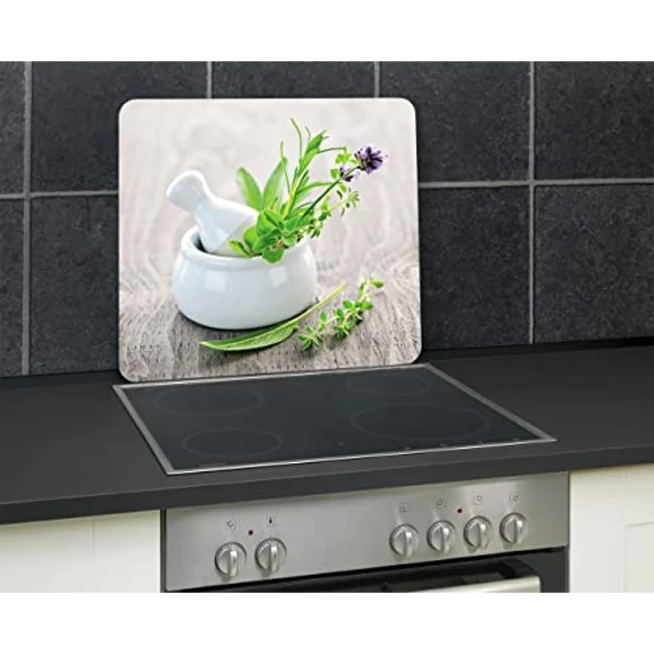 WENKO Multi-Platte Kräutergarten - für Glaskeramik Kochfelder, Schneidbrett, Gehärtetes Glas, 56 x 0,5 x 50 cm, mehrfarbig – Bild 4