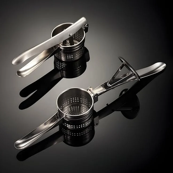 Retoo Kartoffelpresse Edelstahl, hochwertige Presse zur Zubereitung von Kartoffelpüree, Multipresse, Einfache Reinigung, Spülmaschinengeeignet, Rostfrei, Obstsäfte, Gemüsebrei, Püree 27 x 9 x 6,5 – Bild 4