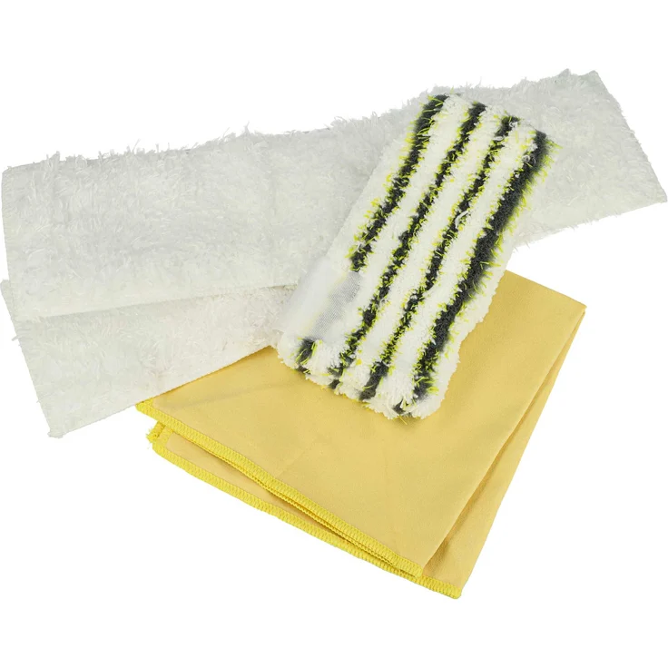 vhbw 4-tlg. Mikrofaser-Tuchset für Kärcher SI 4.100 CB, SI 4 EasyFix Iron,SI 4 EasyFix Premium Iron, für streifenfreie Reinigung, weiß / grün / gelb
