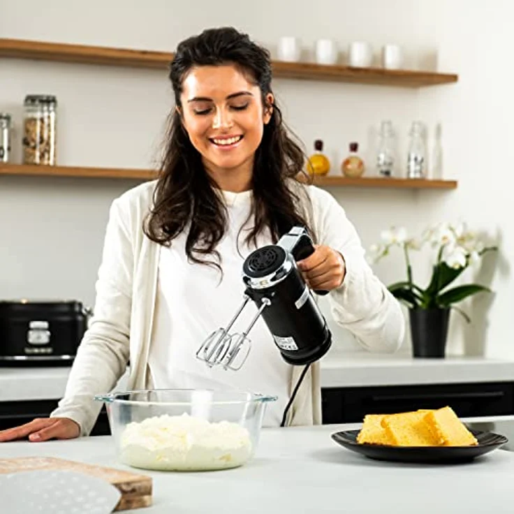Westinghouse WKHM250BK Handmixer 350W, 6 Geschwindigkeiten, Turbo-Stufe, Edelstahl, schwarz – Bild 6