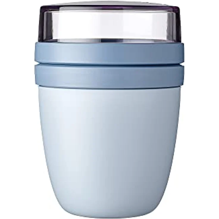 Mepal - Mini Lunchpot Ellipse - Praktischer Müslibecher, Joghurtbecher, To Go Becher - Geeignet für Tiefkühler, Mikrowelle & Spülmachine - 300 ml - Nordic Blue – Bild 1
