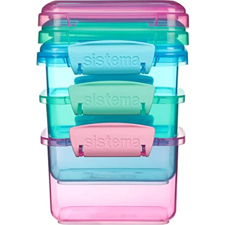 Sistema Lunch Lebensmittel Container mit kontrastierendem Clips, grün-pink-blau, 400 ml, 3 Stück – Bild 4