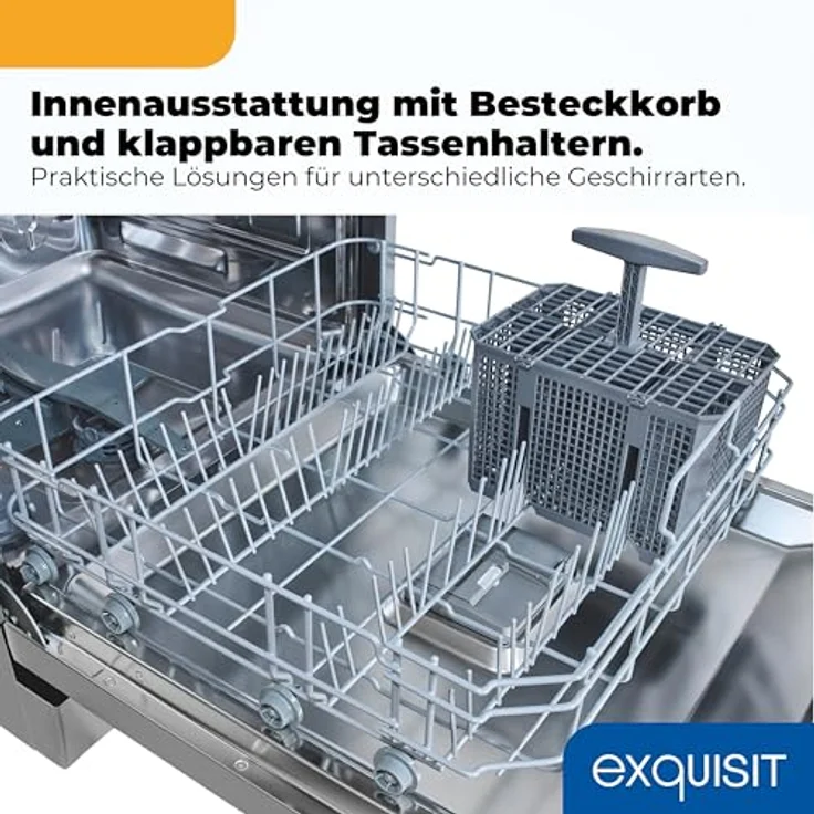 Exquisit GSP59114-451D, Unterbaufähiger Geschirrspüler mit 14 Maßgedecken, 4 Programmen, Energieklasse D, silber – Bild 8
