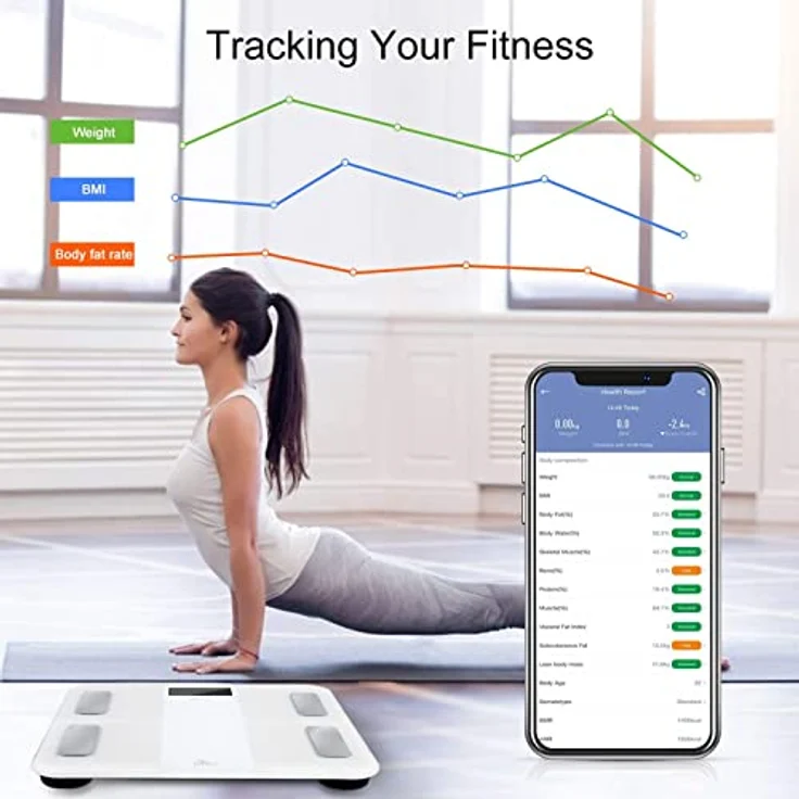 Digital Personenwaage Körperfettwaage Uten Bluetooth Körperwaage Digitale Körperanalysewaage mit APP Körperanalysegerät Waage 180kg 400lb – Bild 5