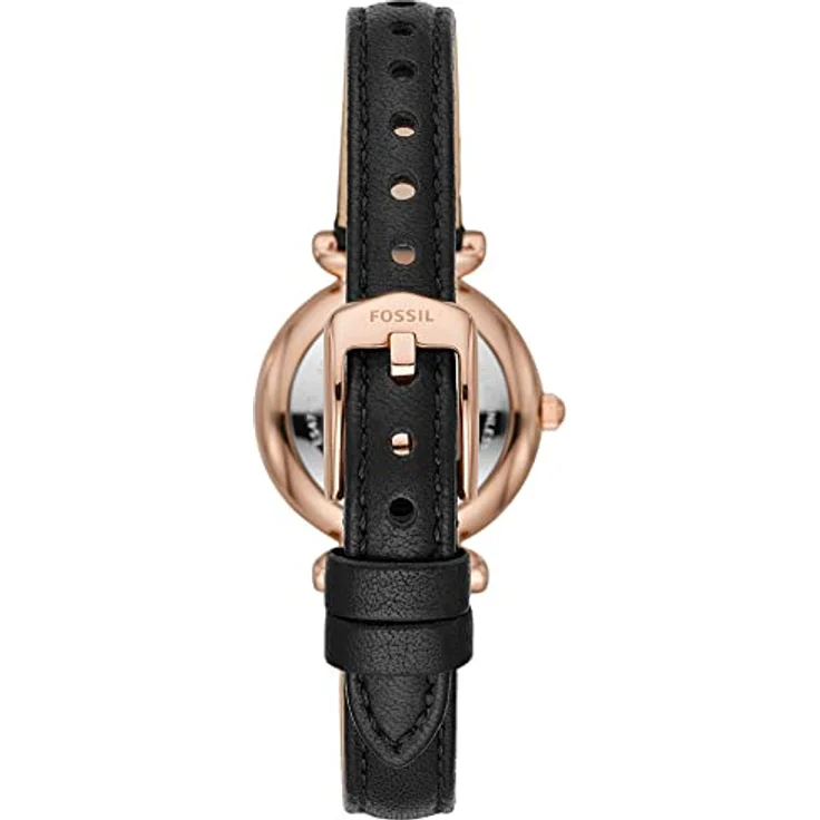 Fossil Damenuhr Carlie Mini, Quarzwerk, 28mm Rose Gold Edelstahlgehäuse mit einem Lederarmband, ES4700 – Bild 2