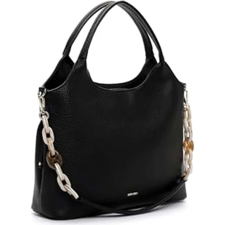 SURI FREY Shopper City Shopper, unifarben in Black mit abnehmbarem Schulterriemen und Zipper-Verschluss, Größe M – Bild 5
