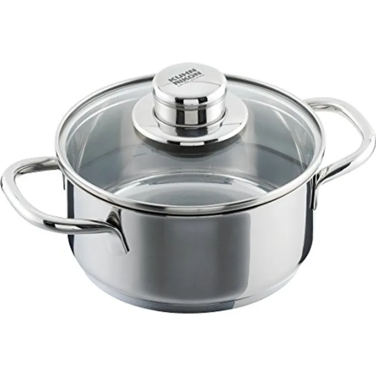 KUHN RIKON 37392 Today 0.9L/14cm Kochtopf mit Glasdeckel, Edelstahl, Silber, 0.9 L, 14 cm
