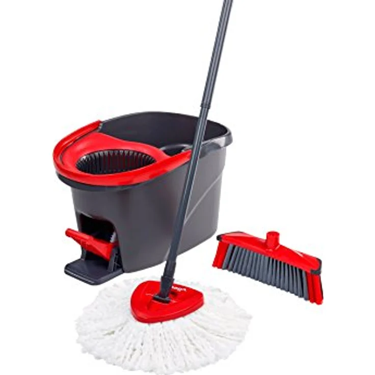 Vileda EasyWring & Clean Komplett-Set, Wischmop und Eimer mit PowerSchleuder sowie extra 3Action Besenkopf – Bild 2