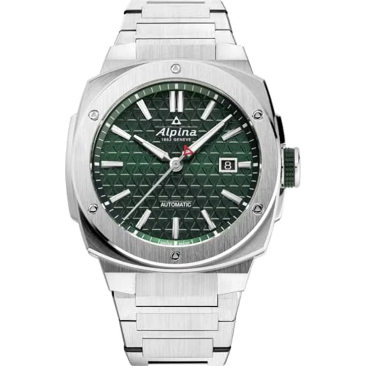 Alpina Automatic Watch AL-525GR3AE6B, Schweizer Uhrwerk, leuchtende Ziffern, Silber/Green – Bild 1