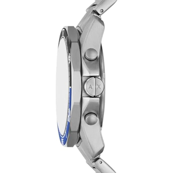 Armani Exchange Herren Analog Quarz Uhr mit Edelstahl Armband AX7166SET, 44mm Gehäuse, schwarzes Zifferblatt, silbernes Edelstahlband, wasserdicht bis 100m – Bild 3