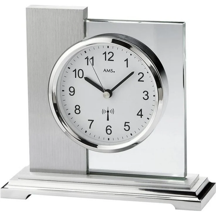 AMS Funktischuhr 5140, Tischuhr aus Metall und Glas, dekoratives Accessoire für jeden Wohnbereich
