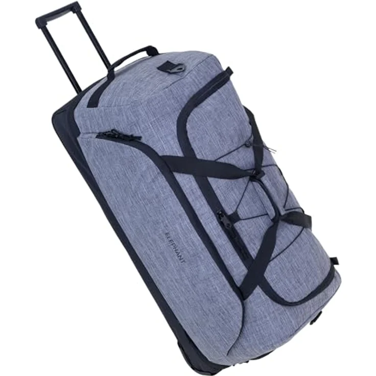 Elephant Trolley Reisetrolley Reisetasche Travel Trolley Cruiser 100-135 Liter Dehnfalte Wäsche Schuhfach flach verstaubar Reise Tasche (Hellgrau-Schwarz 13031) – Bild 1