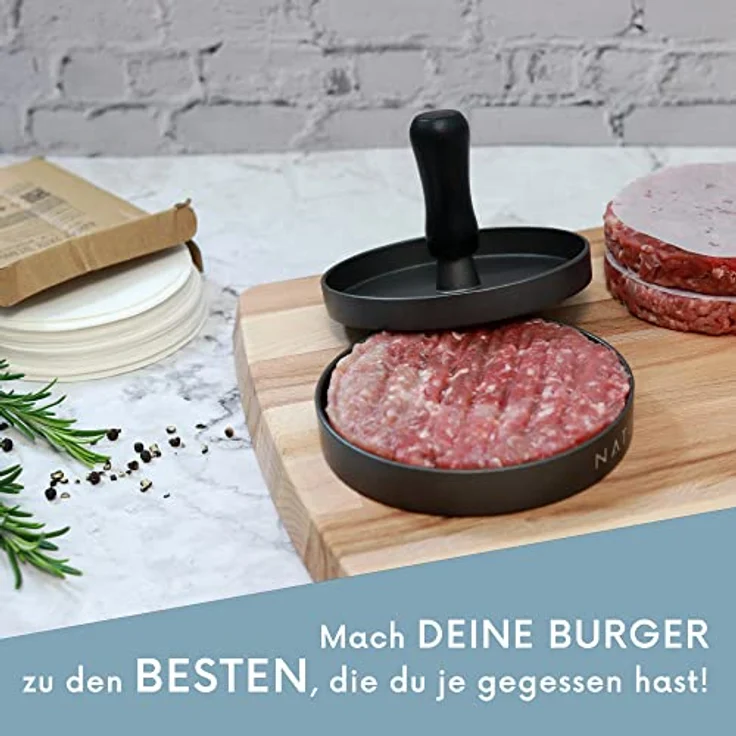 natumo Burgerpresse NATUMO Antihaft Burger Papier Zuschnitte, 11 cm, 500 Blatt, rund – Bild 6