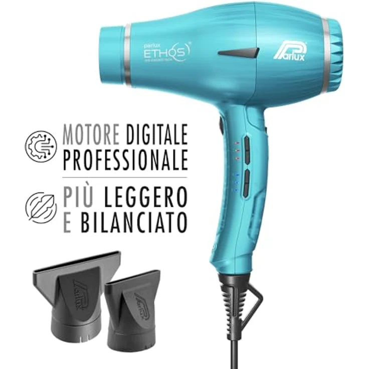 Parlux Ethos blau Profi-Haartrockner 2300W mit digitalem Motor und 3,30 m Kabel – Bild 2