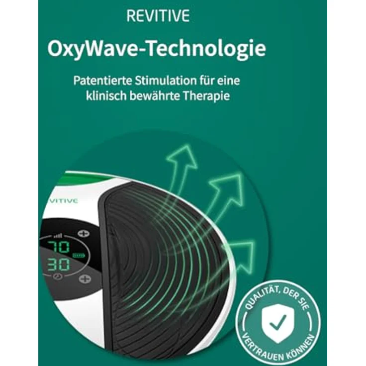REVITIVE Medic Plus, EMS-Fußmassage-Gerät mit OxyWave-Technologie, Knie-Durchblutungs-Stimulator zur Linderung von Schmerzen, Schwellungen und Krämpfen – Bild 5
