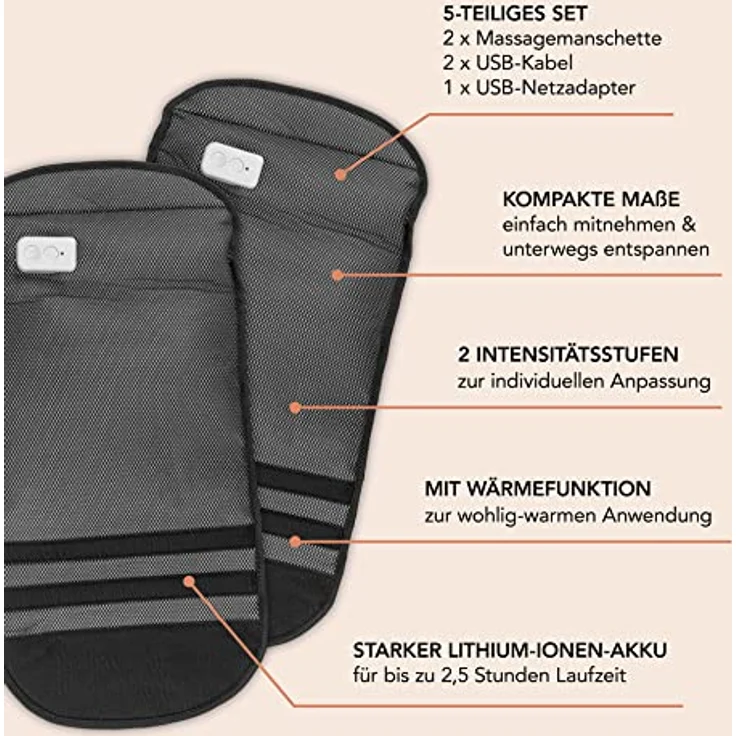MAXXMEE Venentrainer Venen-Massagegerät Luftkompression & Wärme 2 Stufen, kabellos, Schwarz – Bild 4