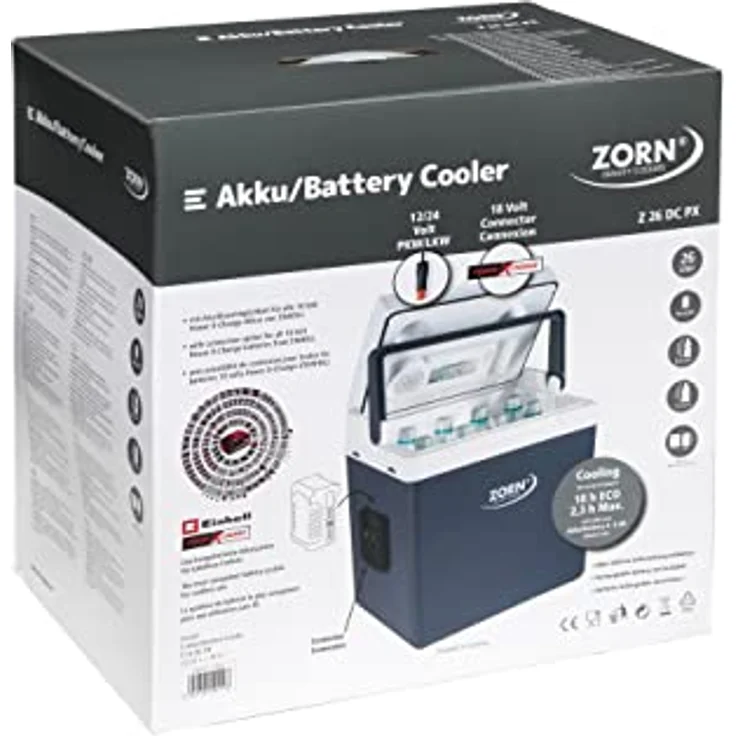Zorn Kühlbox, 25 l Akku Kühlbox mit Peltier-Kühlsystem und ergonomischem Tragegriff, kabelloses Kühlen bis zu 10 h – Bild 6