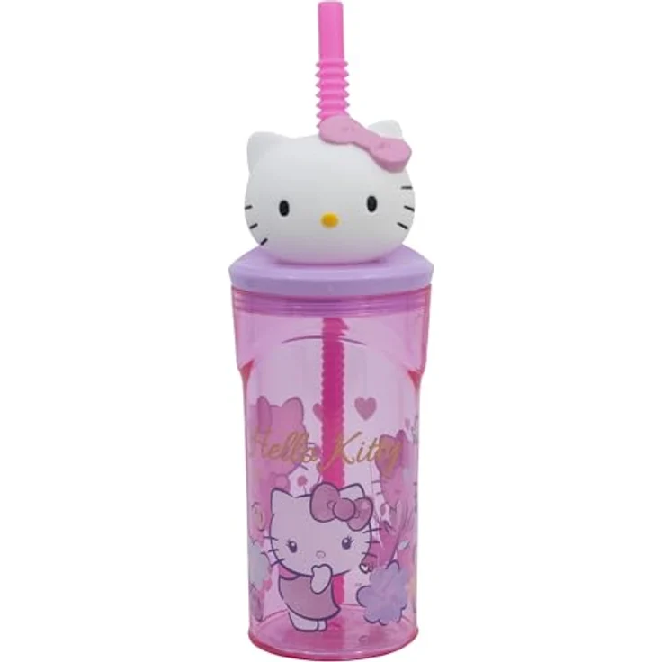 Hello Kitty 3D Trinkbecher, BPA-freier Strohhalm-Tumbler mit 360 ml Fassungsvermögen – Bild 1