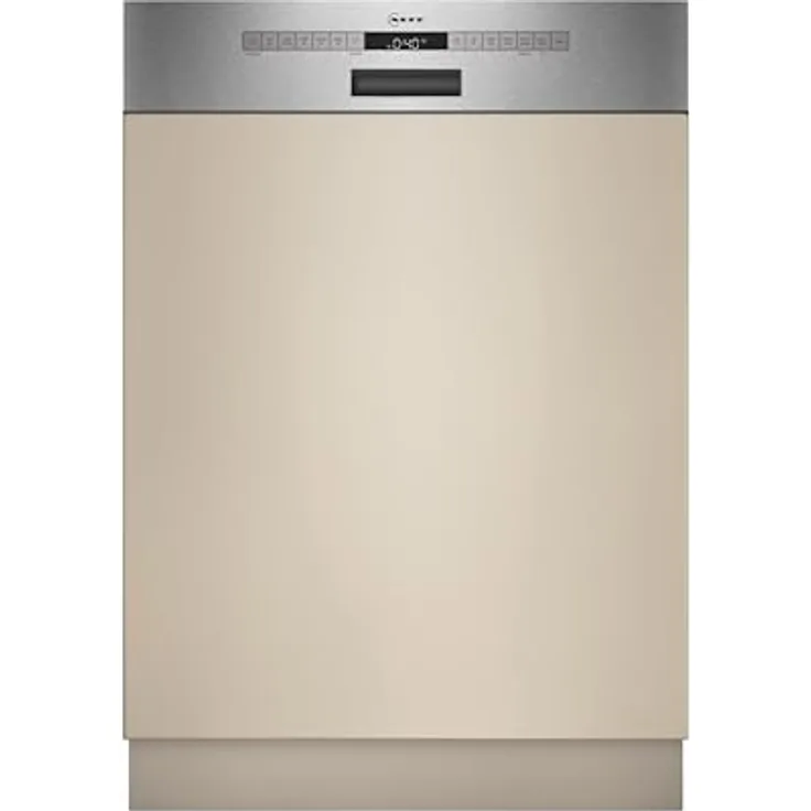 Neff N 50 S145EBS16E, teilintegrierbarer Geschirrspüler 60 cm, gebürsteter Stahl, Open Dry, Aqua Stop, Energieeffizienzklasse A, 13 Maßgedecke