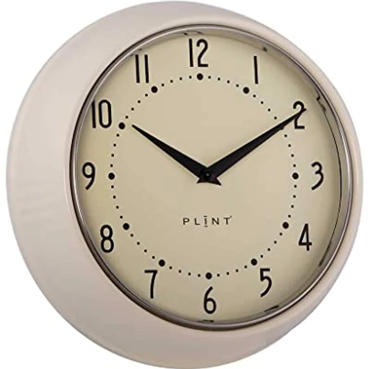 Plint Retro Wanduhr Silent Non-Ticking Decorative Cream Color Wall Clock, Retro Style Wall Decoration for Kitchen Living Room Home, Office, Schule, Easy to Read Large Numbers