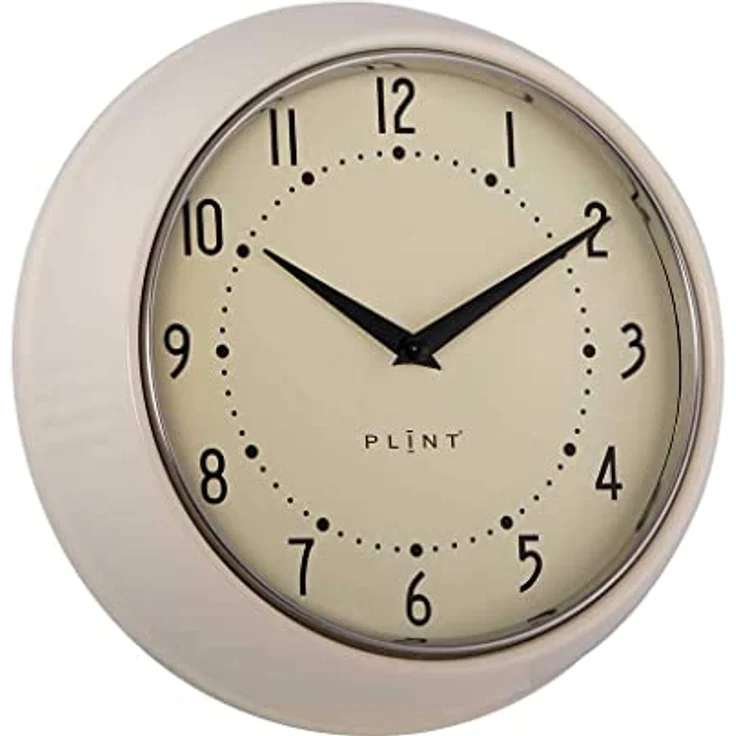 Plint Retro Wanduhr Silent Non-Ticking Decorative Cream Color Wall Clock, Retro Style Wall Decoration for Kitchen Living Room Home, Office, Schule, Easy to Read Large Numbers – Bild 1