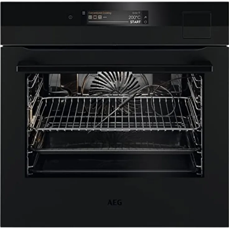 AEG BSK898330T Dampfbackofen/Serie 9000 mit SteamPro/WiFi-Vernetzung/Dampfreinigung/Kerntemperatursensor/SoftClosing Touch-Bedienung Grillfunktion Display mit Uhr Kindersicherung A++ Matt Black