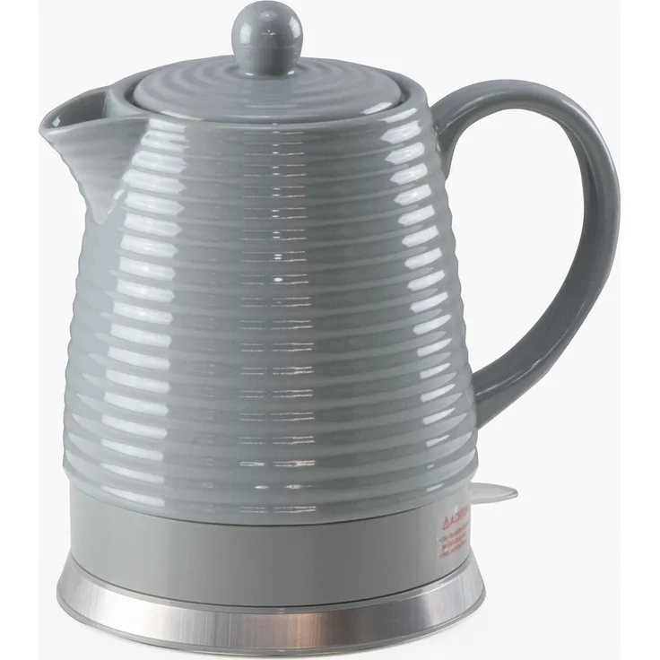 KVOTA Elektrischer Wasserkocher aus Keramik, 1,5 Liter, Design Grand, grau, 1500 W