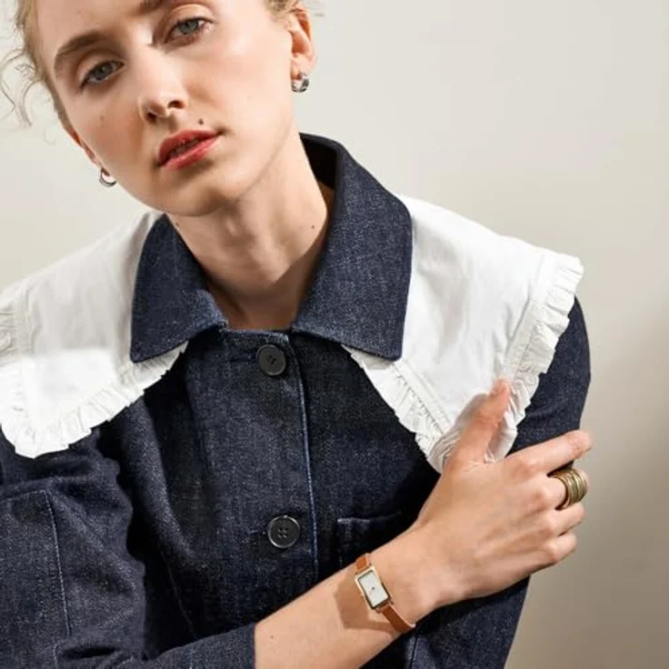 Skagen Damen Analog Quarz Uhr mit Leder Armband SKW3149, 30mm Gehäuse, weißes Zifferblatt, braunes Band – Bild 2