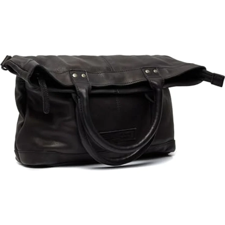 The Chesterfield Brand Shopper, klassischer Einkaufstasche aus 100% Rindsleder, Schwarz, 34x36x9 cm, mit abnehmbarem Schulterriemen und Zipperfächern – Bild 3