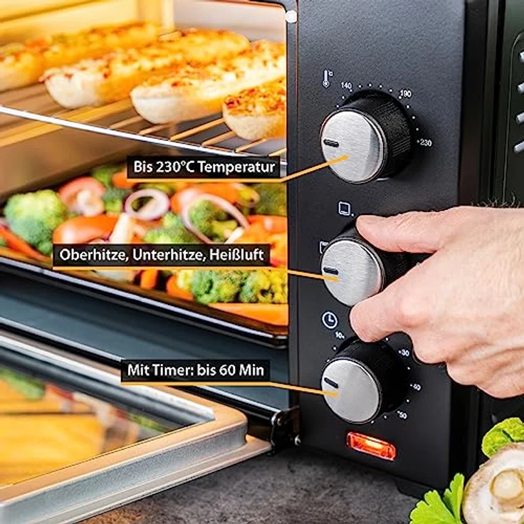 First FA-5044-1 Minibackofen, Standgerät, Garraum 35 l, Leistung 1600 W, schwarz – Bild 6