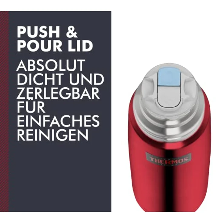THERMOS Light & Compact Thermosflasche, Edelstahl, Rot, 0,5 Liter – Bild 4