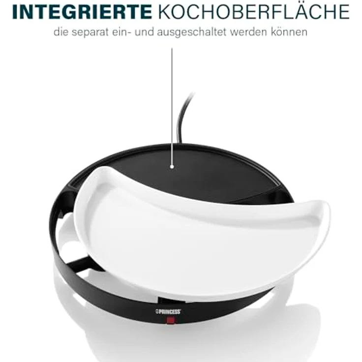 Princess 01.103080.01.001 Dinner4All Tischgrill für bis zu 4 Personen - abnehmbare Porzellanplatten 103080, schwarz, keramik – Bild 6