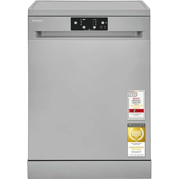 Exquisit GSP59114-451D, Unterbaufähiger Geschirrspüler mit 14 Maßgedecken, 4 Programmen, Energieklasse D, silber – Bild 1