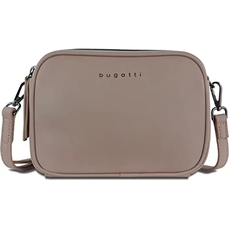 Bugatti Almata Crossbody Bag, Umhängetasche aus Kunstleder mit 3 Hauptfächern, braun