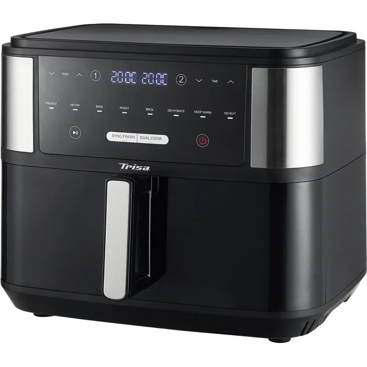 Trisa Fritteuse Trisa Crunchy Fry Pro Heißluft-Fritteuse 2400 W Schwarz, 2400 W - Zeitlich abgestimmtes Frittieren, 10 Liter Füllmenge, Touch Display, regulierbare Temperatur