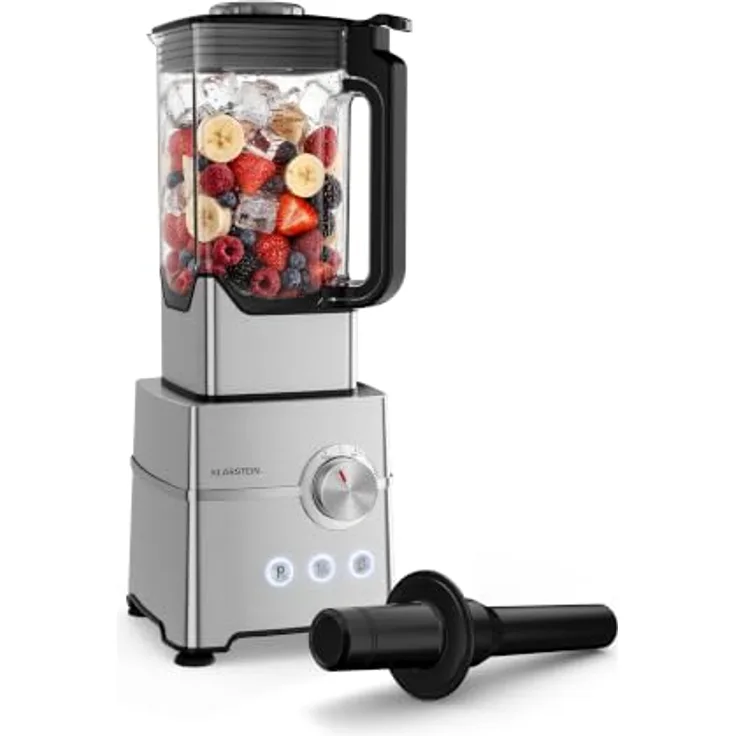 Klarstein Kraftpaket Pro Hochleistungsmixer – 2000 W, 30.000 U/min, 2-Liter-Behälter, 6 Edelstahlklingen, Silberfarben