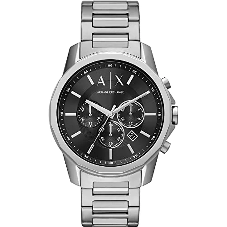 Armani Exchange Herrenuhr , Chronographenwerk, 44mm Silbernes Edelstahlgehäuse mit Edelstahlarmband, AX1720 – Bild 1