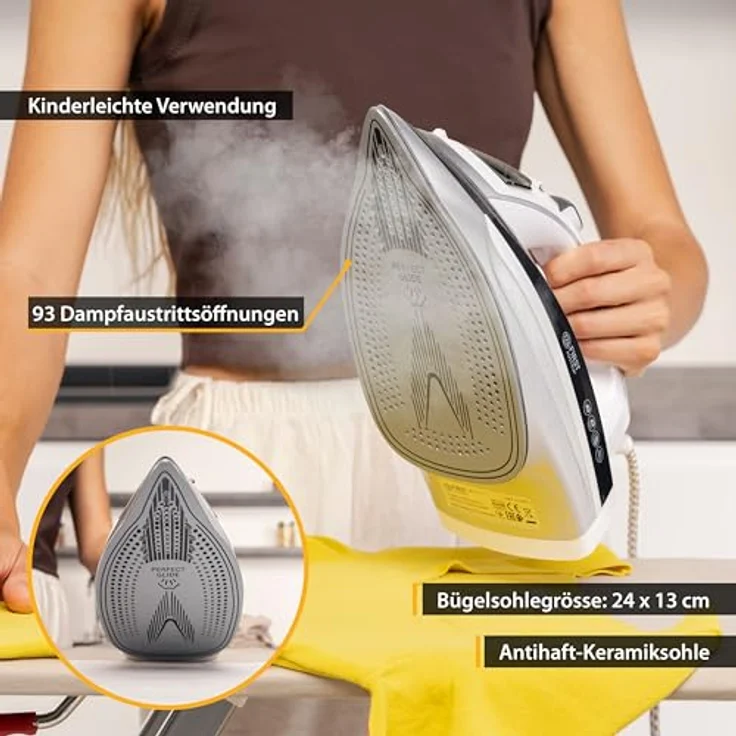TZS First Austria Dampfbügeleisen I 3100W Keramiksohle Selbstreinigung I Vertikaldampf Anti-Kalk grau – Bild 5